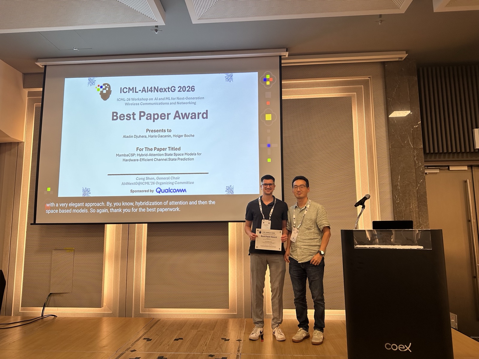 Best Paper award presentation